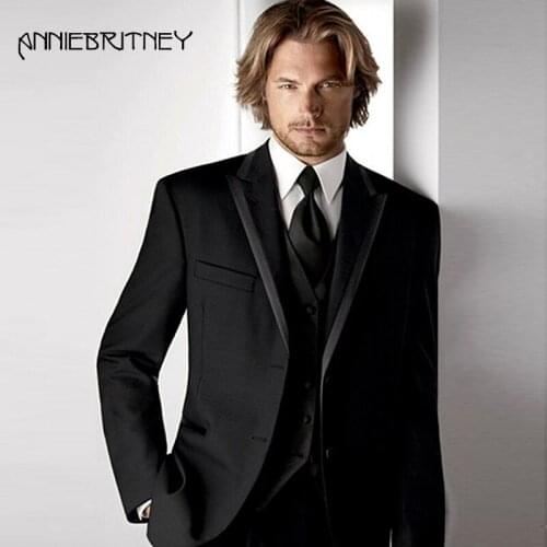 2018 New Arrival Suits Gentle Men Suit 3 Pieces Slim Fit Groom Tuxedos Handsome Best Men Blazers Formal Suits Jacket+Pants+Vest