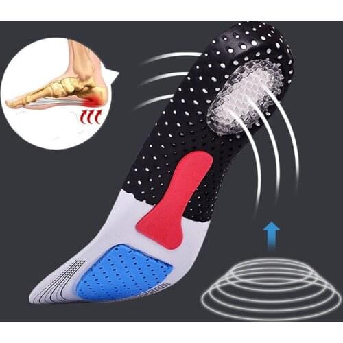 Sport Running Orthopedic Arch Support Pad Shoes Insoles Silicone Gel Insoles Massaging Shock Absorption Orthodontic Cushion