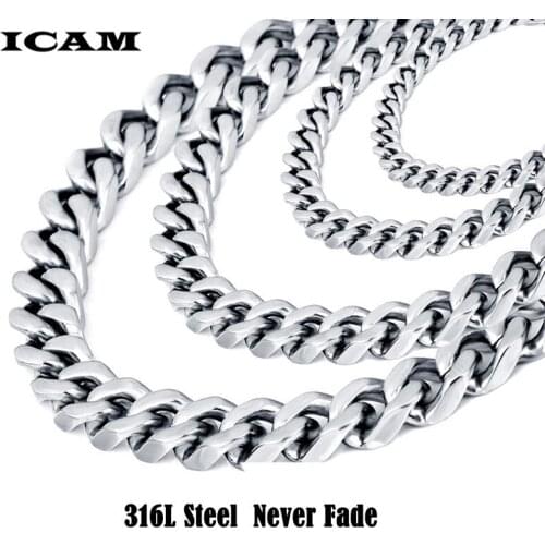 ICAM Menswear punk stainless steel necklace hip-hop chain Cuban brake chain menswear rock band womens jewelry "5" "7" "9"