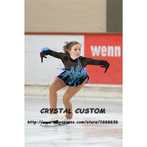 Custom Figure Skating Dresses For Girls Fashion New Brand Competition Children Ice Figure Skating Dresses Crystal DR3821