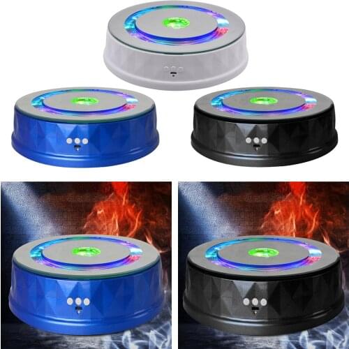 Electric Turntable Display Stand Colorful Light 360° Rotating Table Watch Bracelet Jewelry Holder
