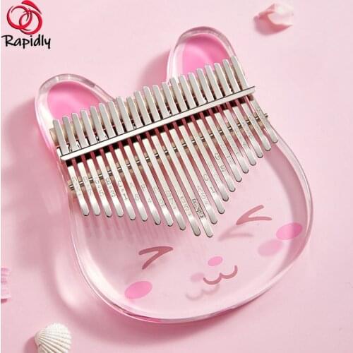 Transparent Pink Kalimba 21 Keys Flat Board Kalimba Hluru 17 Keys Round Kalimbas Keyboard Instruments Musical Christmas gifts