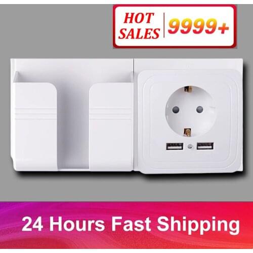 Russian Korea Spain Wall Type Dual USB Power Socket Electrical Outlets, AC 110V-250V Wall Receptacle, German EU Standard Socket
