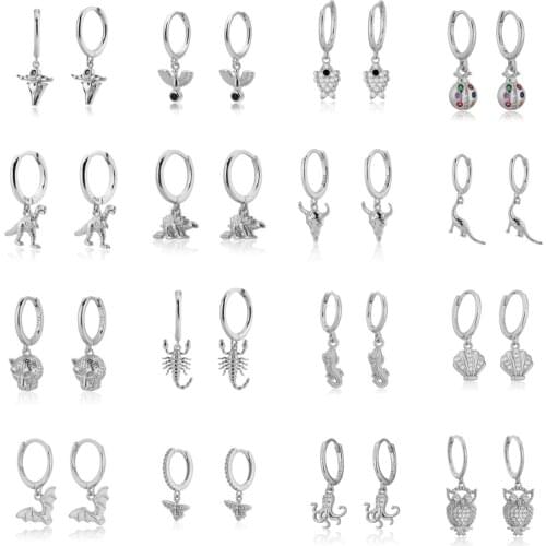 Silver Gold Color Animal Rhinoceros Eagle Collection Pendiente Drop Earrings for Women 2022 Animal Rock Punk Collection Jewels