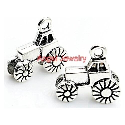 Tibetan Silver Plated Tractor Truck Charm Pendant Bracelets Necklace Jewelry Making Craft DIY 16x16mm 10pcs/lot