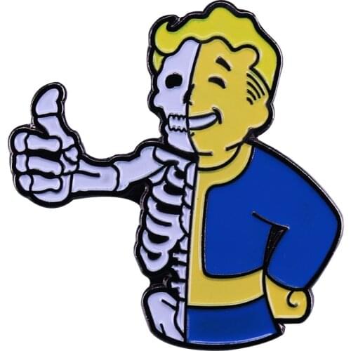Fallout skull badge Charisma geeky video game jewelry