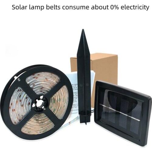 Solar Powered 5M LED Strip Light Outdoor Flexible Lighting Ribbon Tape Waterproof LED Strip Backlight Garden Decor