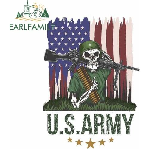EARLFAMILY 13cm x 9.8cm for U.S. ARMY SKULL Vinyl Car Stickers Car Body Decal Scratch-Proof Waterproof ATV Personality Graphics