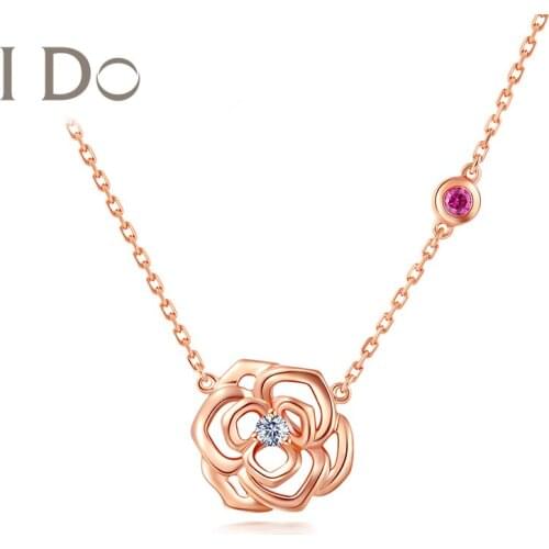 I Do 2021 trend Diamond Pendant Real 18 K Golden Charm Party Wedding Pendants Necklace For Women Bridal Jewelry