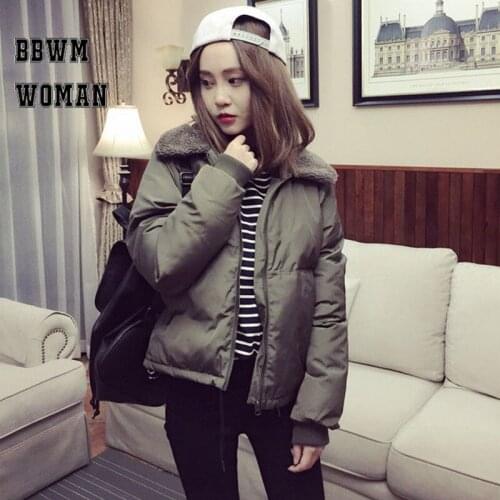 2019 Army Green And Black Color Women Parkas Short Style Winter Female Coat