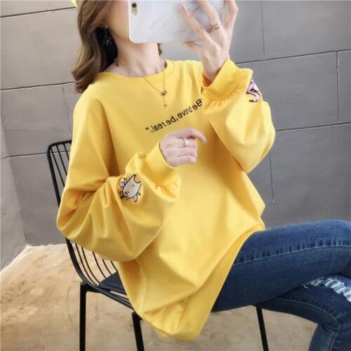 Plus Size Korean Clothes Women Hoodies Letter Printing Long Sleeve Pullover Girls Hoodie Spring Loose Women Sweatshirts Blue 139