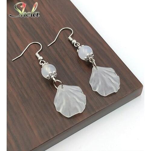 SHELA Semi-precious Stone Clear Acrylic Leaf Dangle Drop Earrings for Women Korean Unique Fashion Earrings Pendientes