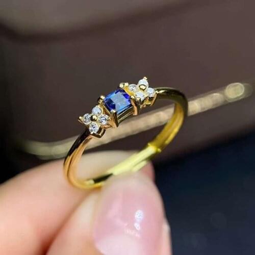 Natural Sapphire Ring S925 Sterling Silver Fine Fashion Charming Jewelry for Women Free Shipping MeibaPJFS