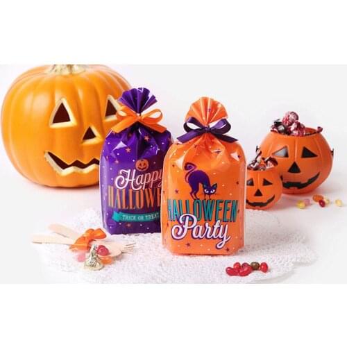 10Pcs Halloween Biscuits OPP Bag Flat Baked Food Packaging Plastic Bags Festival Decoration Favor Wedding Party Pouches