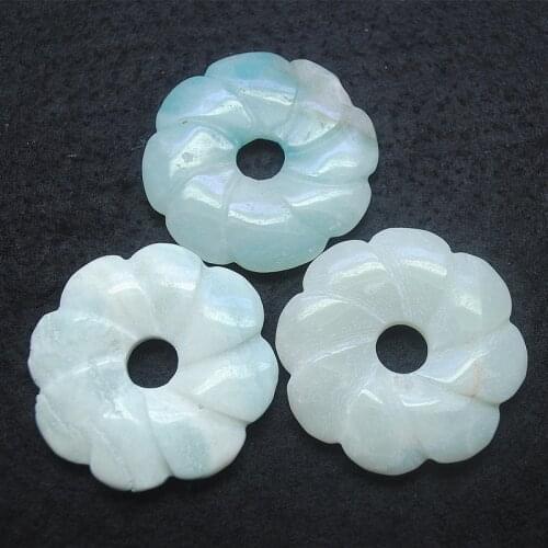 2PCS Nature Amazonite Stone Flower Shape Size 45MM Carving Beads Only Fantastic Items Jewelry Findings And Accessories