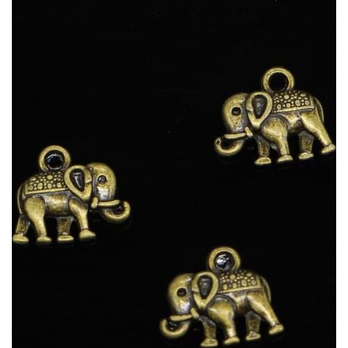30pcs Antique bronze double sided elephant Charms Pendants for Jewelry Making DIY Handmade Craft 13*12mm