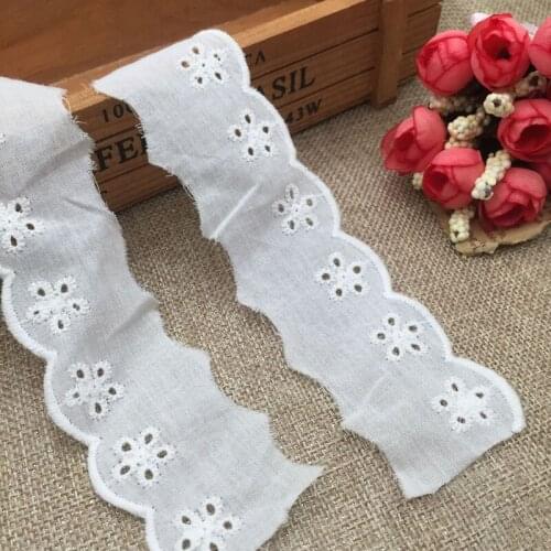 30Yards Lace Trim Fabric Cotton Embroidered Ribbon for Garment Craft Embellishment Wedding Baby Shower Table Decor 42mm Wide