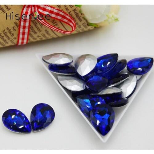 4x6mm 100pcs Glitter Clear Glass Rhinestones Grass green Drop Shape Pointback Art Nail Dress Embellishment Design Strass