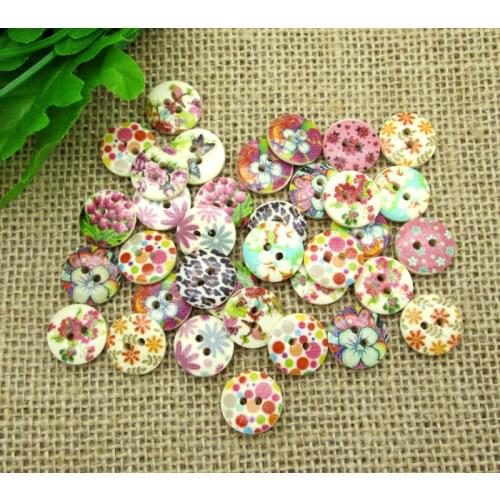 50Pcs Mixed Wood Round Sewing Buttons For Kids Clothes Scrapbooking Decorative Botones Handicraft DIY Accessories10
