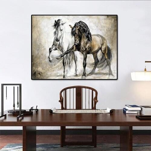 Retro Horse Abstract Oil Canvas Paintings Wall Art Poster and Print Animal Hanging Picture Art Painting Living Room Home Decor