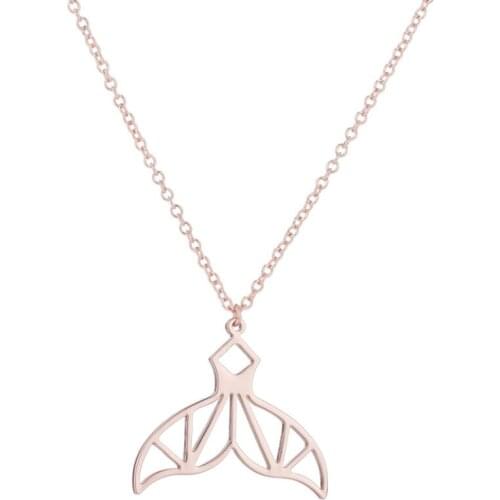 American and American popular, hollow mermaid tail stainless steel necklace douyin the same web celebrity jewelry