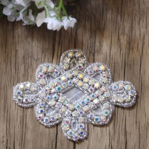 Free Shipping Wholesale 20pcs/lot 3.5'' Rhinestone Applique for Wedding Gown Bridal Sash Evening Wear Rhinestone Patch LSAP0908