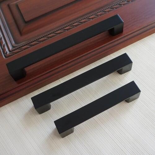 3.75" 5" 6.3" 7.55" Black Furniture Handles Door Metal Pull Handles Golden Kitchen Cabinet Wardrobe Drawer Handles Hardware