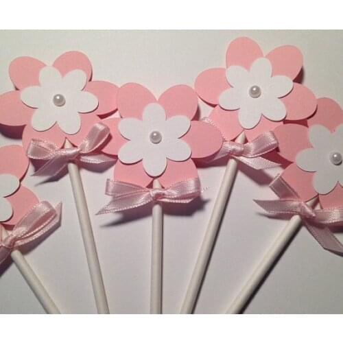 Flowers Cupcake Toppers wedding bridal baby shower Bachelorette Party Decor girl birthday treat food picks