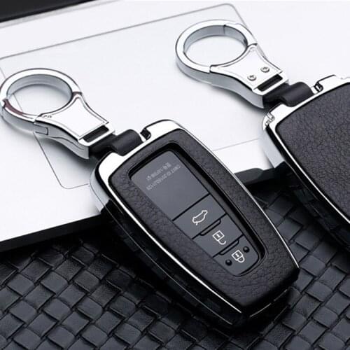 For Toyota CHR C-HR Prado Camry Avalon Prius Corolla RAV4 2/3/4 Button Car Galvanzed Alloy&Leather Key Chain Holder Case Cover