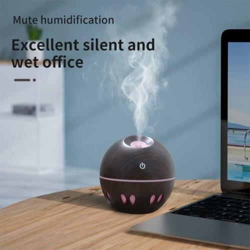 ELOOLE Wood Grain Portable Air Humidifier USB Ultrasonic Aroma Essential Oil Diffuser Purifier With Colorful Lights For Car Home