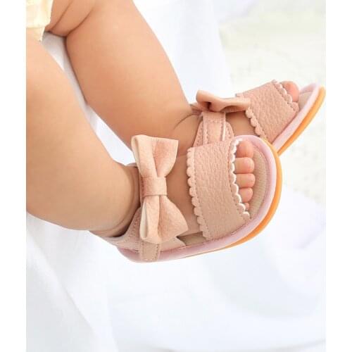 Summer Baby Girls Shoes Sandals Kawai Bow First Walkers Soft Bottom PU Leather Anti-Slip Shoes child Toddler Princess Shoes