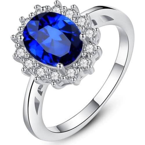 Fashion Luxury womens Ring Charm blue crystal Ring Wedding Jewelry Rings Engagement For Women best gift