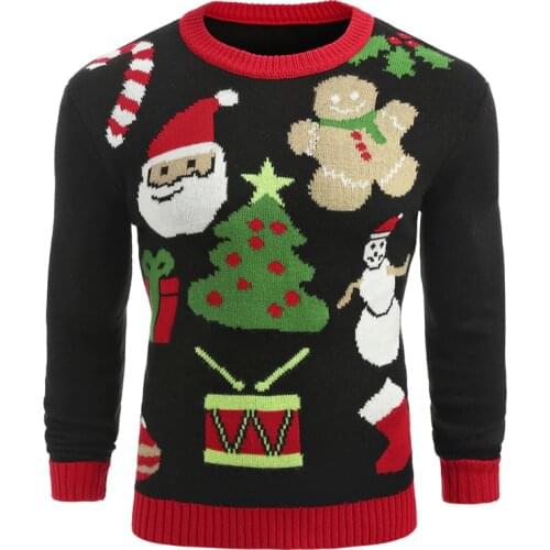 England Style Mens Knitted Sweater Christmas Cute Gift Pullovers Autumn Winter Men Santa Claus sweater O-Neck Slim Fit Sweaters