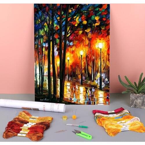 Lonely Park Pre-Printed 11CT Cross-Stitch Embroidery Complete Kit DMC Threads Knitting Hobby Handiwork Needlework Magic