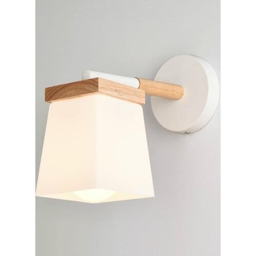 Solid wood study hotel living room reading wall lamp nordic wrought iron bedroom bedside lamp glass aisle wall lamp LB12513