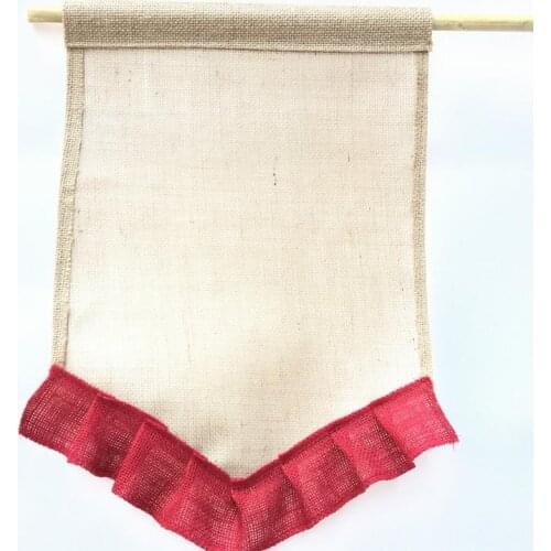 2018 new arrival christmas wedding birthday party decors waterproof Blank DIY Burlap Ruffle monogarm Garden Flag