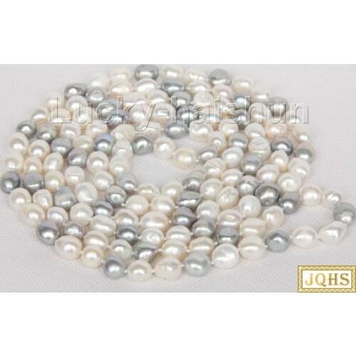 Natural 157cm 12mm baroque Multicolor white gray freshwater pearls necklace j10015