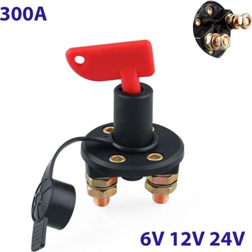 300A 6V 12V 24V Moto Car Battery Switch Circuit Breaker Main Switch 2 Screw Terminals Cut-off Switch Insulated Rotary Switch Key