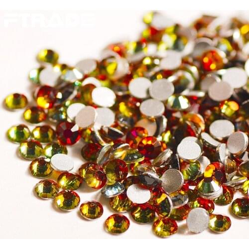 Full Size AAA Dress Embellishment Flatback Non-Hot Rhinestones Adornment Red flame Crystal Glitter Glue-On Rhinestone 1440pcs