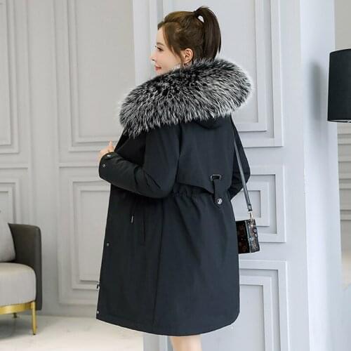 Slim Long Parkas Female Winter Solid Hooded Casual Womens Winter Jacket 2021 Thick Wool Liner With Fur Collar Outwear