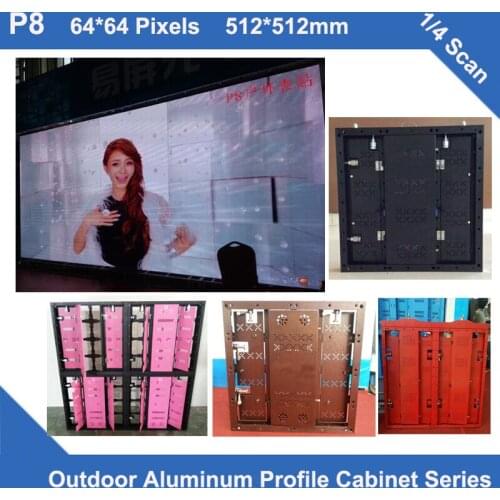 TEEHO P8 aluminum profile Cabinet 512mm*512mm 64*64 dots 1/4 scan rental ultra slim led idsplay screen sign panel video wall
