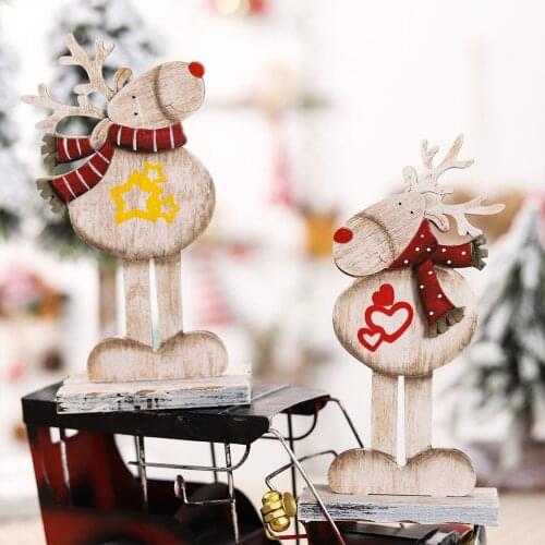 Christmas Ornaments Elk Wood Material Decoration For Home Christmas Decorations Navidad 2021 New Year Gift 2022