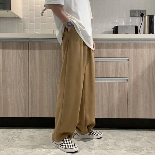 Summer thin trousers mens drape suit trousers loose straight ice silk mopping pants, handsome fall-feeling casual pants