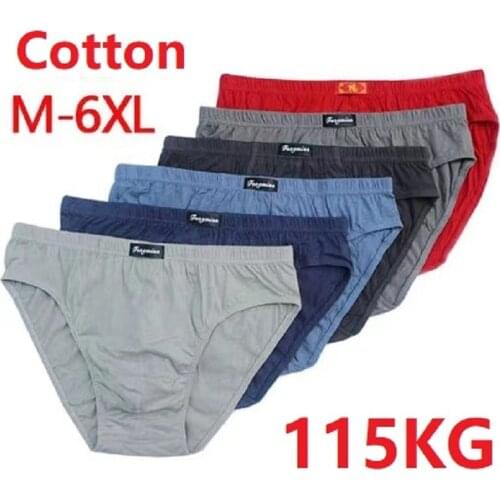 6pcs/Lot 6XL 5XL MenS Underwear Men Briefs 100% Cotton Plus Size Briefs Mens Comfortable Underpants Man Underwear Breathable