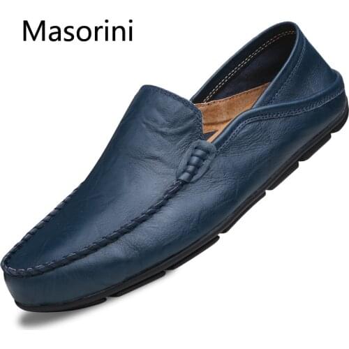 Genuine Leather Men Casual Shoes 2021 Summer Hollow Mens Loafers Moccasins Breathable Slip on Black Driving Shoes Big Size 37-47