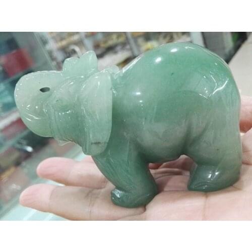 Hand-carved natural Dongling jade elephant ornaments 10 cm