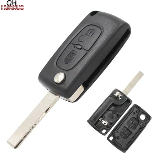 2 Button Smart Remote Car Key Shell Case For Peugeot 207 307 308 with Groove & Battery Holder CE0536 HU83 Uncut Blade