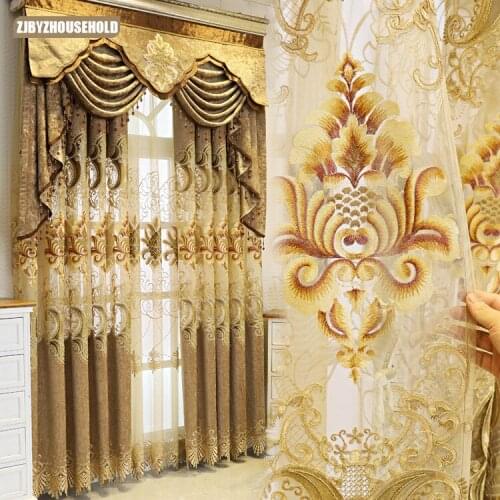 High-end Curtains European-style Custom Blackout Chenille Embroidered Curtain Cloth Curtains for Living Room and Bedroom