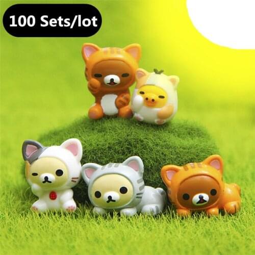 100 sets 500pcs wholesale Sweety Bear Figurines Miniature Craft Garden Gnome Terrarium Gift DIY Ornament Garden desk home Decor