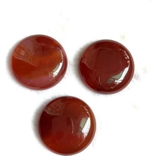 2pcs/lot Natural Red Agates Carnelian Cabochon Bead Pendant 30mm Round Gem Stone Ring Face Cabochon for Jewelry